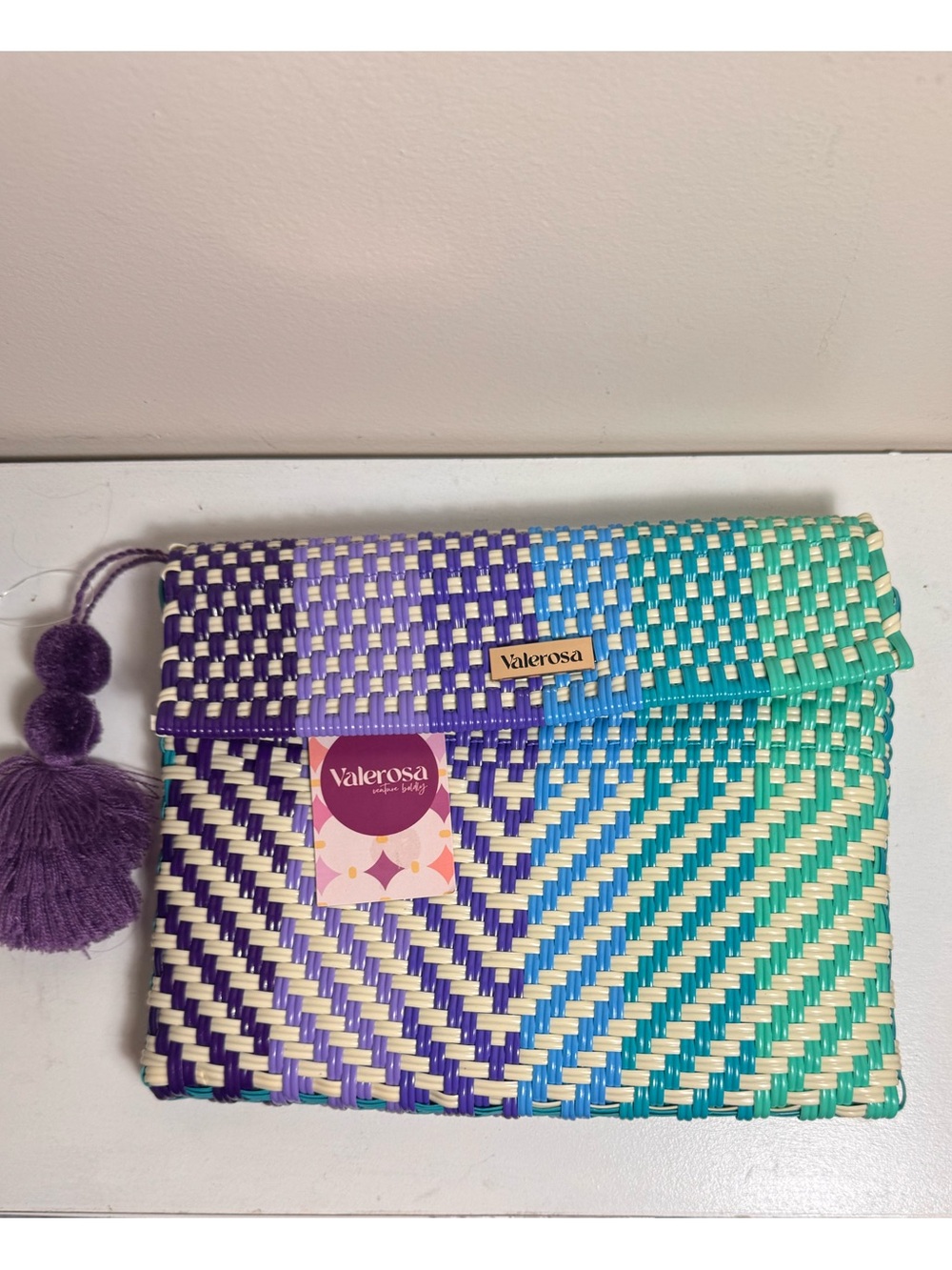 Valerosa NWT Woven Gradient Clutch - Purple & Teal
